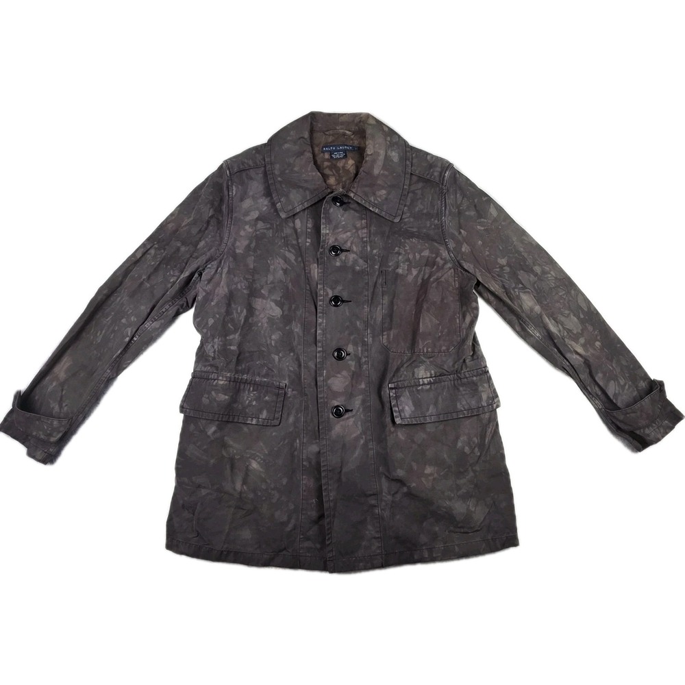 Vintage Ralph Lauren Jacket Womens Large Cotton Field Black Wash Button Front